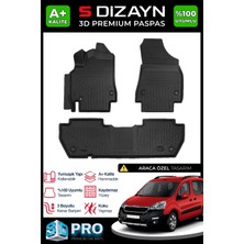 S-Dizayn Peugeot Partner Tepee 3D Pro Havuzlu Paspas 2008-2018 Üzeri A+ Kalite 3DS-SDZ299