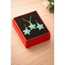 Zero Land Matrixzn Deniz Yıldızı Mineli Kutulu Kolye Set - Turkuaz