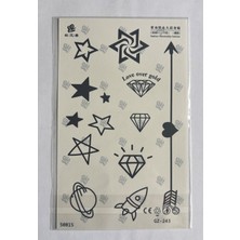 Airbrush Tattoo Minimaller Yarım Kol Yarı Kalıcı 1 Ay Kalıcı Geçici Dövme 18X11 cm