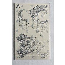 Airbrush Tattoo Çiçekli Hilal Yarım Kol Yarı Kalıcı 1 Ay Kalıcı Geçici Dövme 18X11 cm