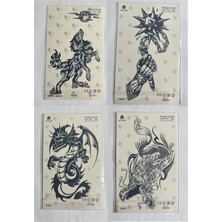 Airbrush Tattoo Savaşçı Kurt 4 Adet Birden 1 Ay Kalıcı Yarı Kalıcı Geçici Dövme 18X11 cm