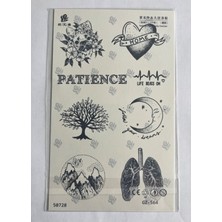 Airbrush Tattoo Patıence Yarım Kol Yarı Kalıcı 1 Ay Kalıcı Geçici Dövme 18X11 cm