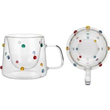 Velora Renkli Pullu Çift Cam Kupa 190 ml – Dayanıklı Borosilikat Cam, Şık Tasarım & Soğuk Içecek Kupası