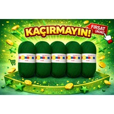Nako Bonbon Kristal Çimen Yeşili Örgü Ipi  5 x 100 G – Yumuşak Dokulu, Amigurumi ve Bebek Örgülerine Uygun