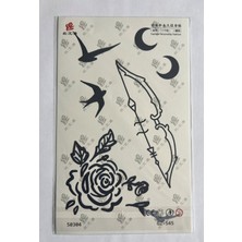 Airbrush Tattoo Yay Yarım Kol Yarı Kalıcı 1 Ay Kalıcı Geçici Dövme 18X11 cm