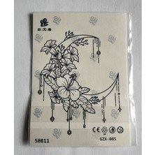 Airbrush Tattoo Hilal Yarı Kalıcı Geçici Dövme Sonradan Kararan 1 Aylık Dövme 11X8 cm