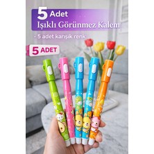 Qasul 5 Adet Görünmez Sihirli Kalem Gizli Floresan Kalem Mor Işıklı Kalem