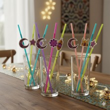 Dodomar Ramazan Figürlü Artistik Pipet Mor 10 Adet - Ramazan Içecek Sunum Pipeti