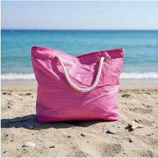 En1tarım Plaj Çantası Pembe 45CM Makyaj Çantası Hediyeli