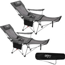 Wejoy Aerocomfort Lounge 2'li Set 4 Pozisyonlu Yatabilen Kamp Sandalyesi Gry/blk