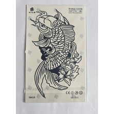 Airbrush Tattoo Koi Balığı Yarım Kol Yarı Kalıcı 1 Ay Kalıcı Geçici Dövme 18X11 cm