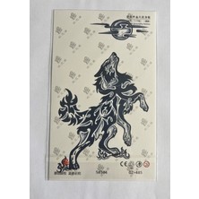 Airbrush Tattoo Uluyan Bozkurt Yarım Kol Yarı Kalıcı 1 Ay Kalıcı Geçici Dövme 18X11 cm