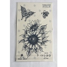 Airbrush Tattoo Büyük Çiçekler Yarım Kol Yarı Kalıcı 1 Ay Kalıcı Geçici Dövme 18X11 cm