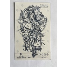 Airbrush Tattoo Aslan Yarım Kol Yarı Kalıcı 1 Ay Kalıcı Geçici Dövme 18X11 cm