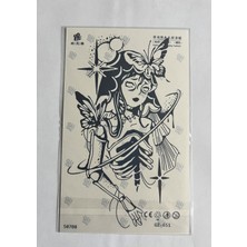 Airbrush Tattoo Kelebek Kız Yarım Kol Yarı Kalıcı 1 Ay Kalıcı Geçici Dövme 18X11 cm