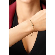 Fiyonk Kuyumculuk 14 Ayar Altın Köşeli Yıldız Detaylı Aynalı Zincir Bileklik