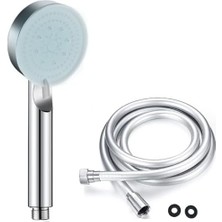 Velora Stoneseries Lüks Duş Seti - 3 Farklı Püskürtmeli Full Krom Kaplama El Duşu + 150 cm Gümüş Pvc Duş Spirali - Paslanmaz, Kopmaz, Kırılmaz Çelik Bağlantılı Pvc Duş Hortumu (2'li Set)