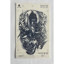 Airbrush Tattoo Savaşçı Yarım Kol Yarı Kalıcı 1 Ay Kalıcı Geçici Dövme 18X11 cm