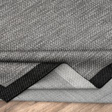 Oreyra Siyah - Gri Sisal Çerçeveli Iskandinav Kaymaz Taban Modern Doku Salon Koridor Hol Oturma Mutfak Çocuk Halı Kilim Yolluk