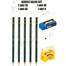 Glanart Resim Kalemi Dereceli Kalem Seti Fatih 2b-6b-Hb-H Set + Silgi ve Kalemtraş 7 Li Set