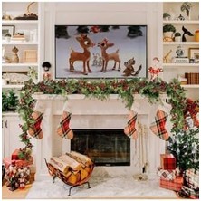 Velora 1 Adet Kokina Red Yılbaşı Çelenk, Ev Şömine Parti Kış Yılbaşı Süsü, Yeşil