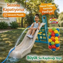 Sayıcı Kids 2 In 1 Büyük Su Kaydırağı Yeşil + Havuz Topları - Iç ve Dış Mekan Uygun