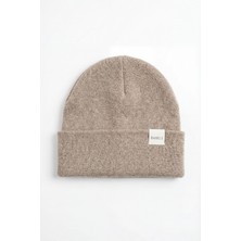 Bahels Unisex Açık Vizon Kalın Basic Düz Triko Bere