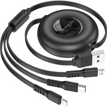 Velora 3in1 USB 17 ile Uyumlu Şarj Kablosu – Type-C, Lightning, Micro USB Çoklu Şarj Kablosu, 2A Hızlı Şarj, 1 Metre, Tpe Kaplama, Aynı Anda 3 Cihaz Şarj Etme | BX74