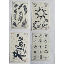 Airbrush Tattoo Tüy Melek 4 Adet Birden 1 Ay Kalıcı Yarı Kalıcı Geçici Dövme 18X11 cm