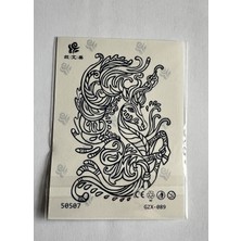 Airbrush Tattoo At Yarı Kalıcı Geçici Dövme Sonradan Kararan 1 Aylık Dövme 11X8 cm