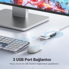 Liora Type-C To 3.0 Tf Sd Kart Okuyucu 3 Portlu USB 3.0 Çoklayıcı Adaptör Beyaz