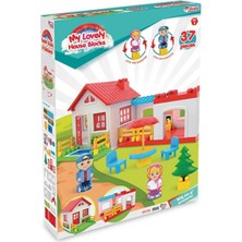 Sayıcı Kids Yapı Blokları Tek Katlı Ev Bloklar (37 Parça) + Motor Beceri Eğitici ve Eğlenceli