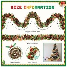 Velora 1 Adet 1.7m Cicili Bicili Yılbaşı Püskül Metalik Ağacı Parlak Çelenk Süslemeleri (Kırmızı Yeşil, Kırmızı-Yeşil