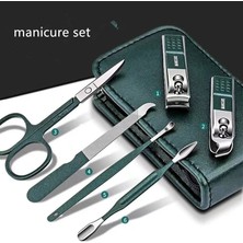 Gaman 6 Parça Yeşil Manikür Seti - Fermuarlı Taşıma Çantalı, Paslanmaz Çelik Tırnak Bakım Seti