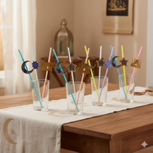 Dodomar Ramazan Figürlü Artistik Pipet Mavi 10 Adet - Ramazan Içecek Sunum Pipeti