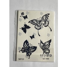 Airbrush Tattoo Kelebekler Yarı Kalıcı Geçici Dövme Sonradan Kararan 1 Aylık Dövme 11X8 cm
