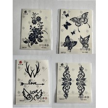 Airbrush Tattoo Kelebek Melek 4 Adet Birden Minimal 1 Ay Kalıcı Yarı Kalıcı Geçici Dövme 11X18 cm