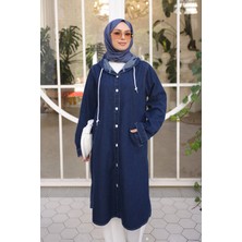 İmaj Butik Lacivert Kapşonlu Cepli Kot Kap