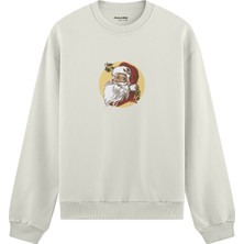 The Lucid Lab Vintage Santa Portrait Oversize Sweatshirt - Beyaz