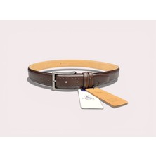 İstanbul Belt Hakiki Deri Erkek Kemer – Kahverengi  – 3.5 cm – Brogue Detaylı Klasik Model