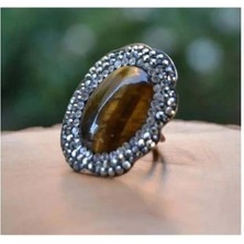 Stoneage F02610 Kaplan Gözü Doğal Taslı El Yapımı Yüzük