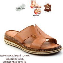 Cozi Company Kadın Hakiki Deri Tam Ortopedik Topuk Dikenine Özel Tasarım Günlük Terlik