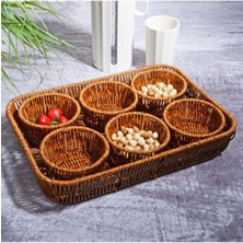 Velora Kosova Wicker 7'li Tepsili Çerezlik Set
