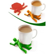 Velora Eğlenceli Ezilmiş Adam Tasarımlı Bardak Altlığı, Çok Renkli, Dekoratif Silikon Bardak Altı