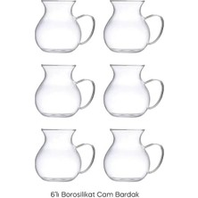 Velora Keyfi Ala 6'lı Borosilikat Cam Çay Bardağı Seti, 200ML Termisil Kupa, Şık ve Dayanıklı, Çay Vakti Için Ideal (6 Adet)