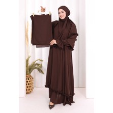 Bym Fashion Hac Umre Sufleli, Elbise Takım Şal Hediye  3951 Kahverengi
