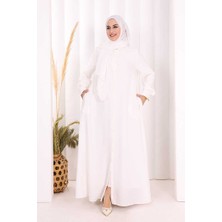 Bym Fashion Hac Umre Elbise Boydan Düğmeli 7053 Ekru