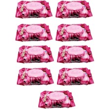 Luckido 9 Paket Red Rose Islak Havlu Mendil 90 Adet Kapaklı Gül Kokulu