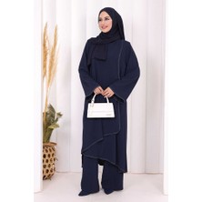 Bym Fashion Biyeli Uzun Tunik Pantolon Takım 8005 Lacivert