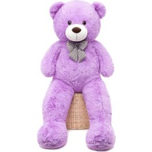 Velora Peluş Ayı 120 cm Papyonlu Sevimli Ayı - Sevgiliye En Özel Hediye Mor